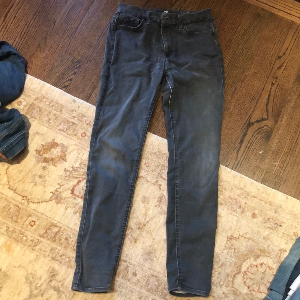 7 for all Mankind the high waist ankle skinny dark gray
